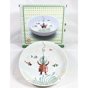Djeco Gwen Keraval Fish and Chips Child's Bowl Soup Porcelain Under the Sea